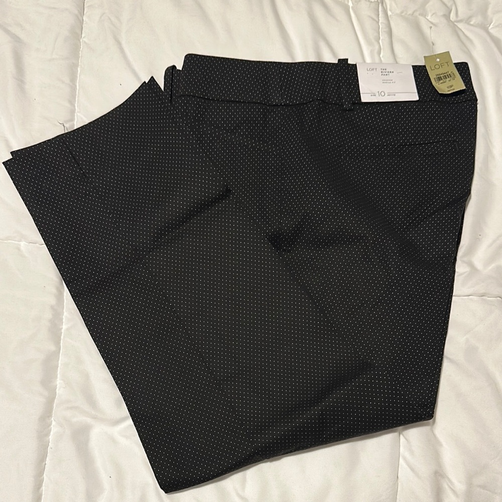 LOFT Black Polka Dot Riviera Pants